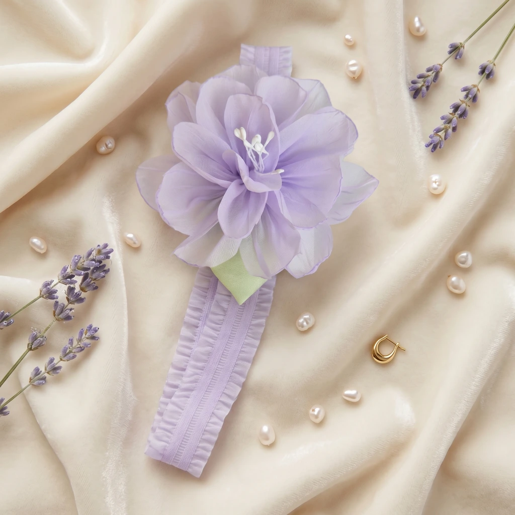 QDORA Purple Flower Elastic Headband image 2