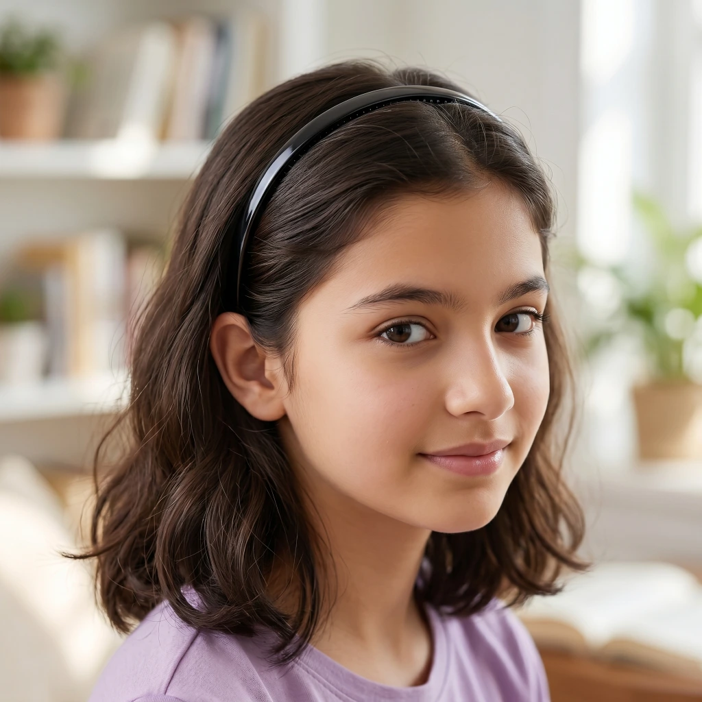 QDORA Black Glossy Sleek Slim Hair Band image 2