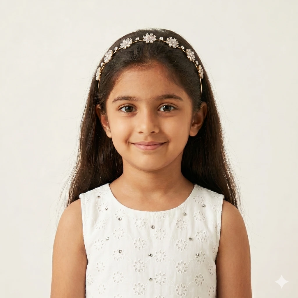QDORA Gold Floral Crystal Metal Headband