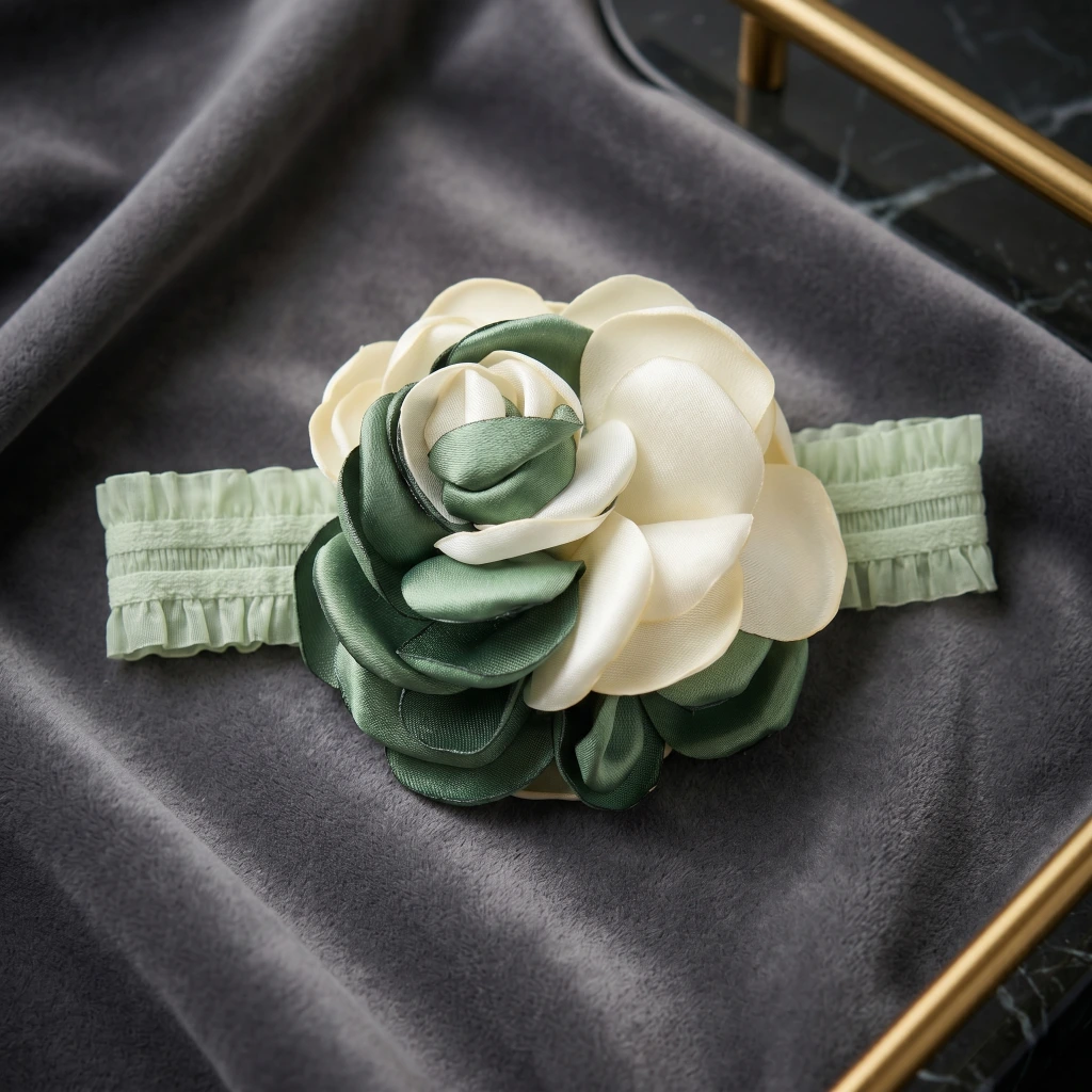 QDORA Green Floral Fabric Elastic Headband
