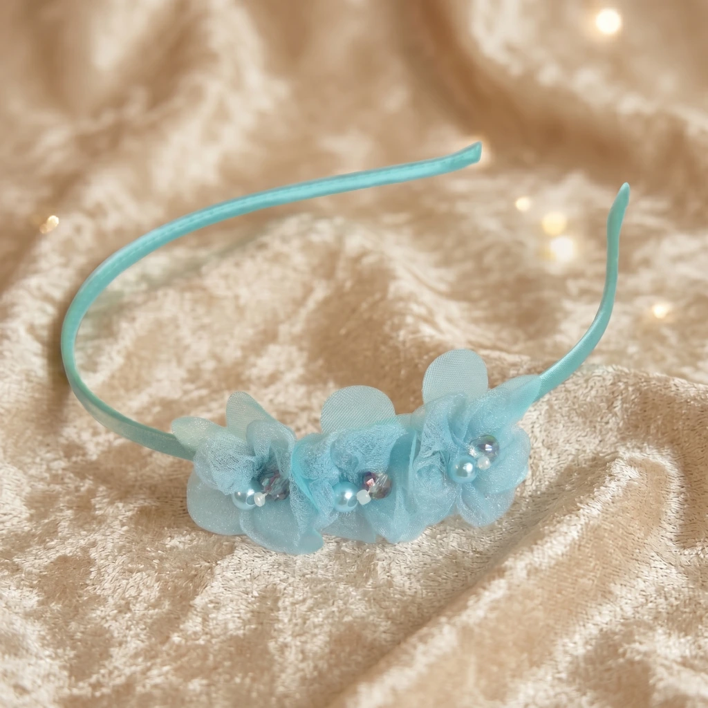 QDORA Mint Green Pearl Flower Headband image 2