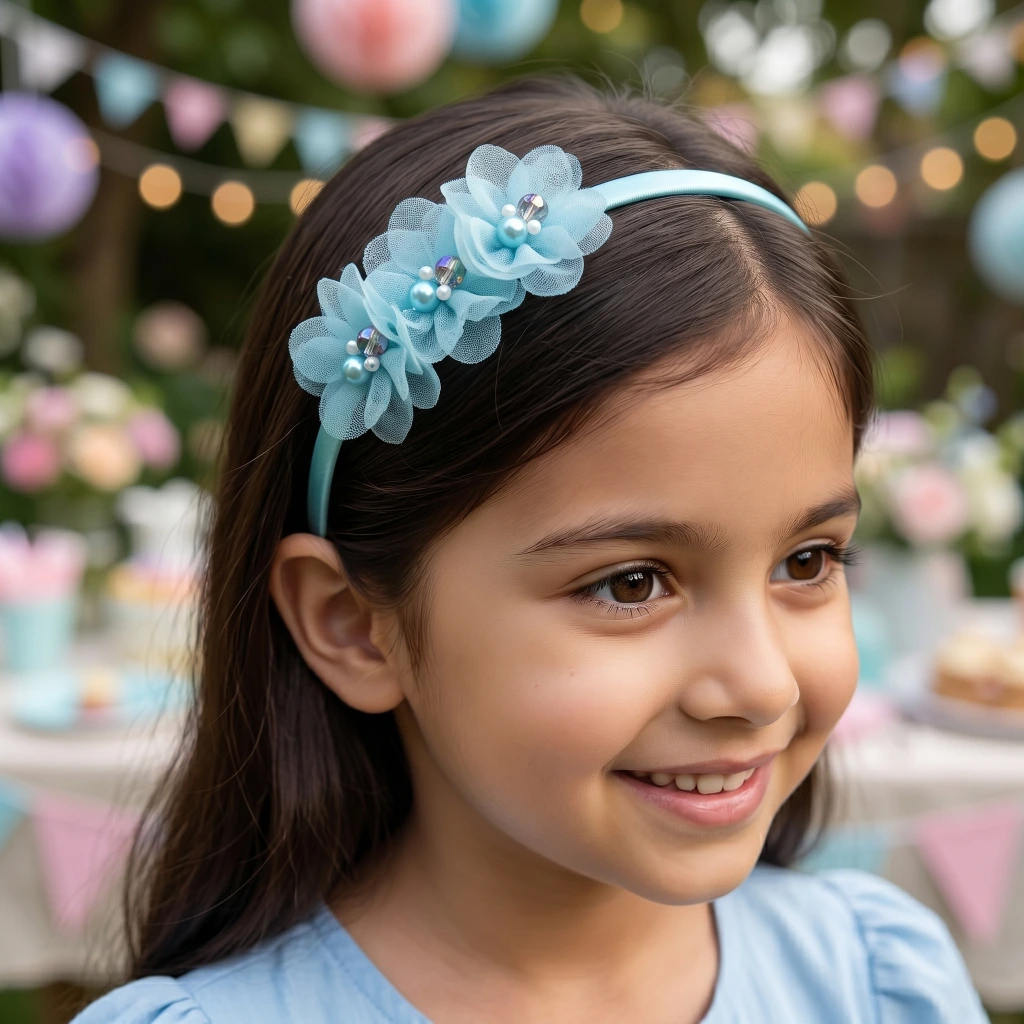 QDORA Mint Green Pearl Flower Headband image 1