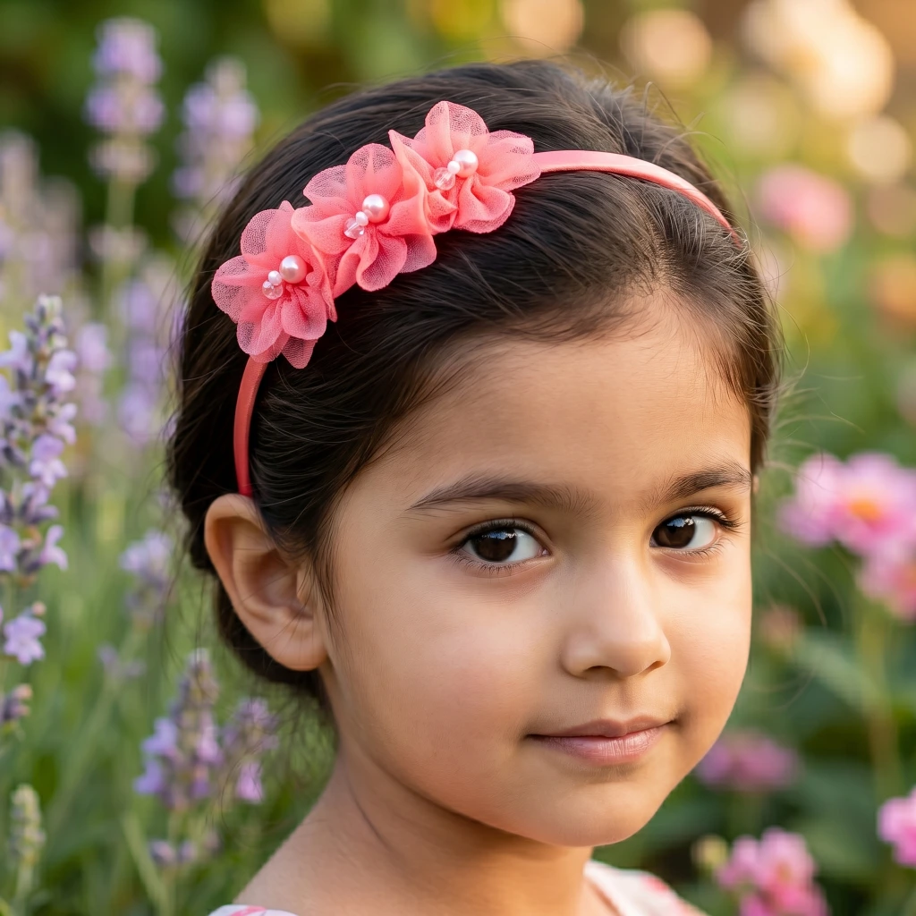 QDORA Pink Pearl Flower Embellished Headband image 1