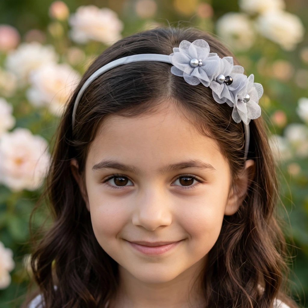 QDORA Grey Pearl Flower Embellished Headband image 1