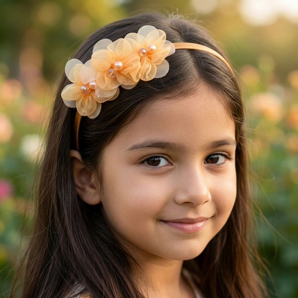 QDORA Gold Pearl Flower Embellished Headband