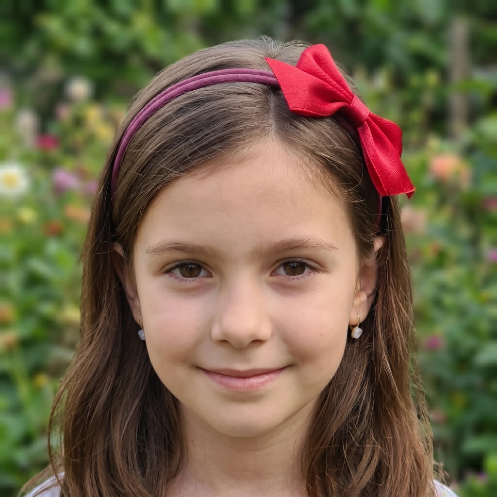QDORA Red Satin Bow Elastic Hair Band image 1