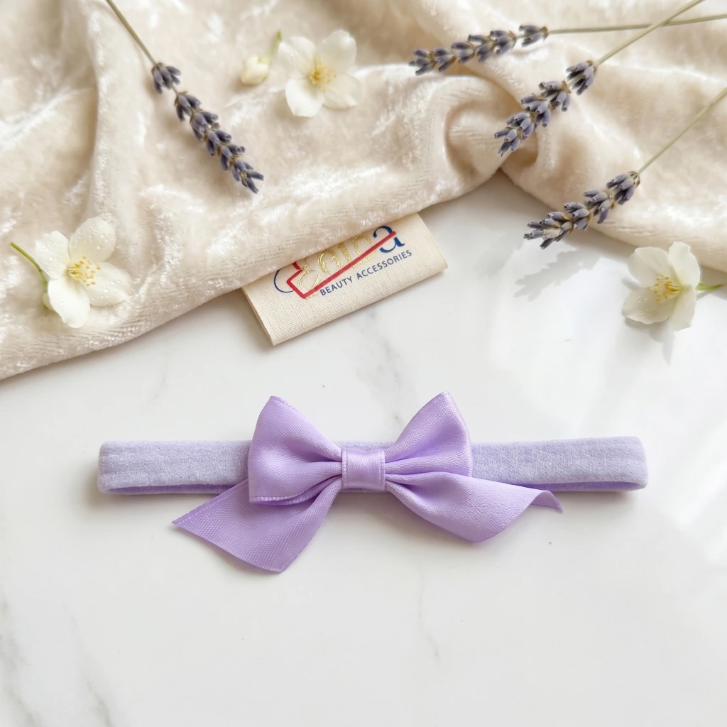 QDORA Purple Satin Bow Elastic Hair Band image 2