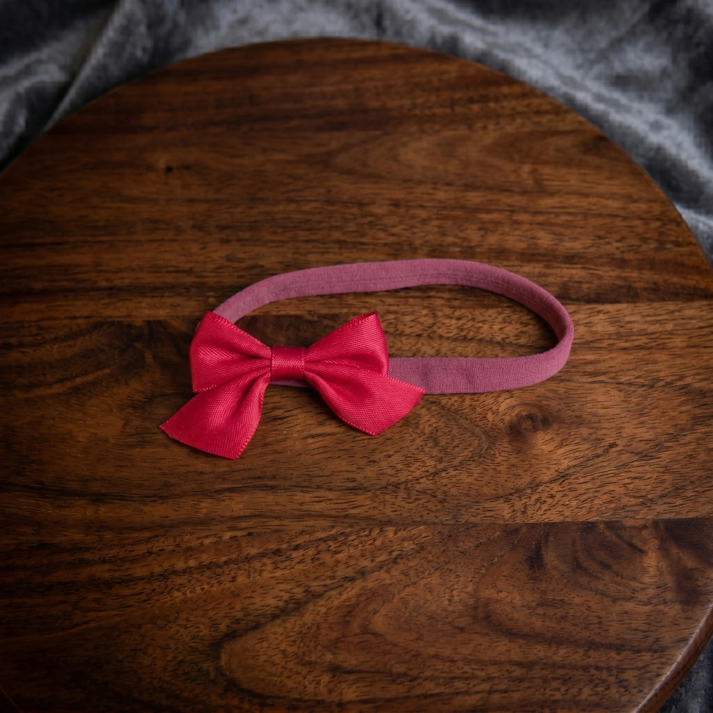QDORA Red Satin Bow Elastic Hair Band image 2