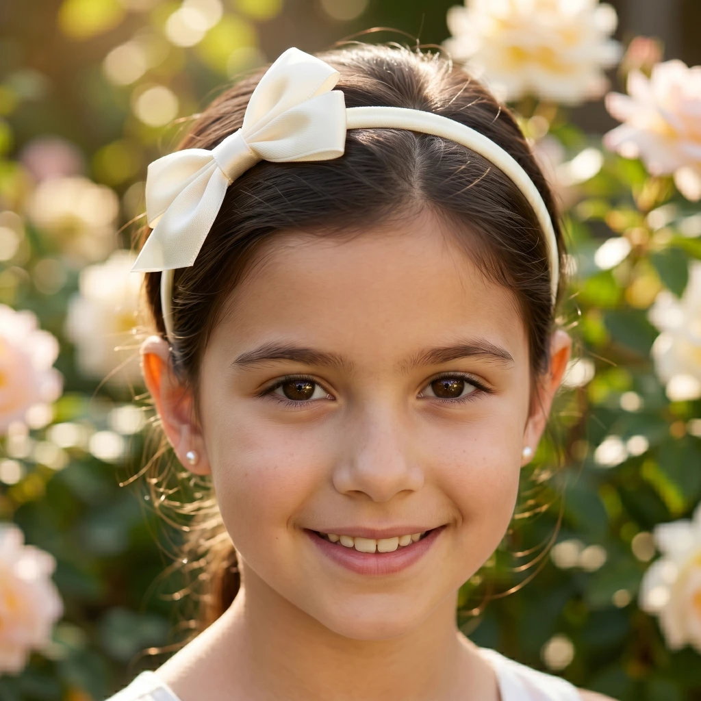 QDORA White Satin Bow Elastic Hair Band image 1