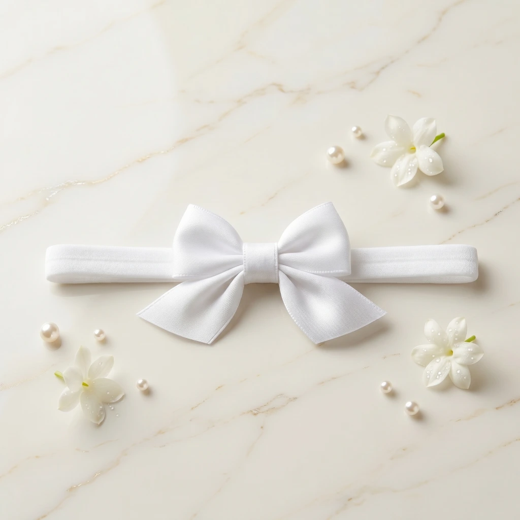 QDORA White Grosgrain Bow Elastic Hair Band image 2