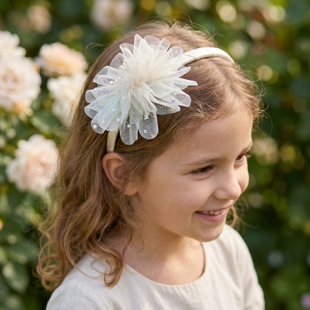 QDORA White Flower Pearl Headband image 1