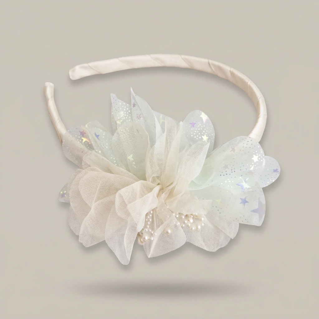 QDORA White Flower Pearl Headband image 2