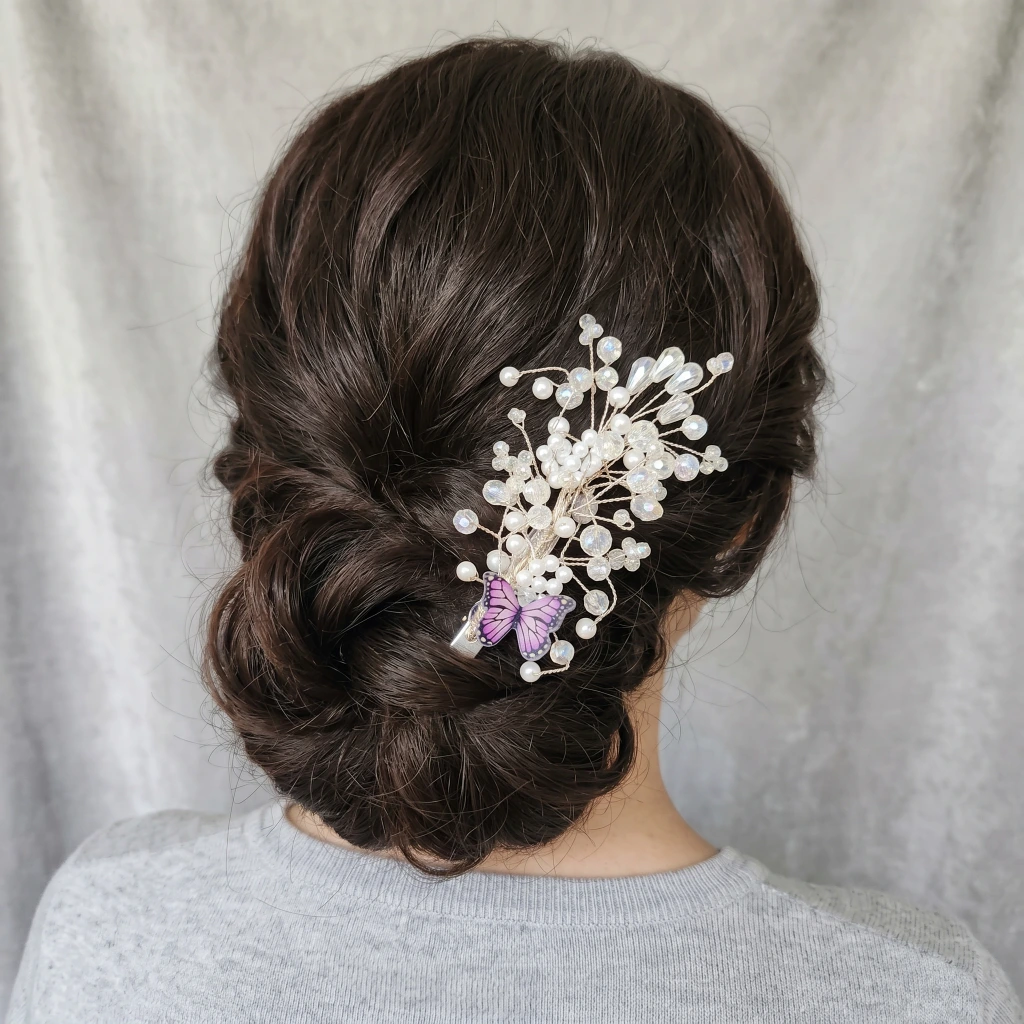 QDORA White Pearl Wired Bridal Clip image 1
