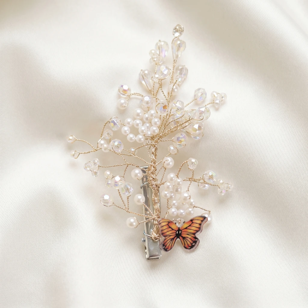QDORA Gold Pearl Butterfly Alligator Clip image 2
