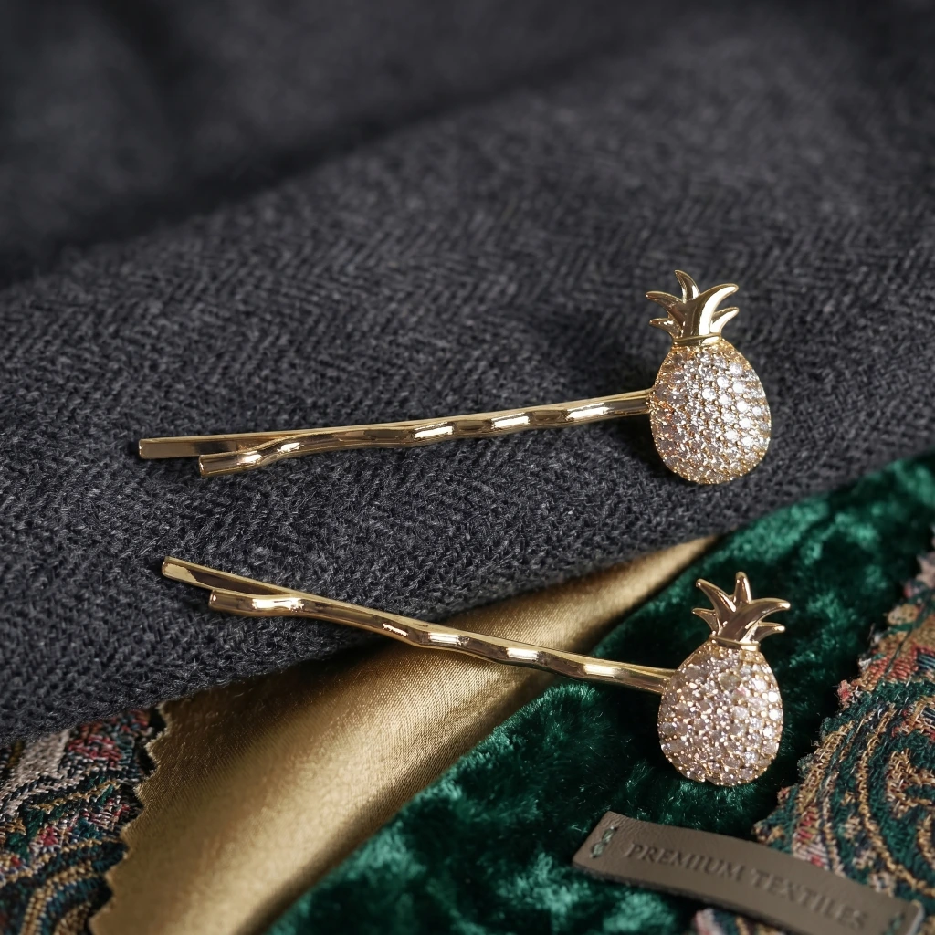 QDORA Gold Pineapple Crystal Bobby Pin image 2