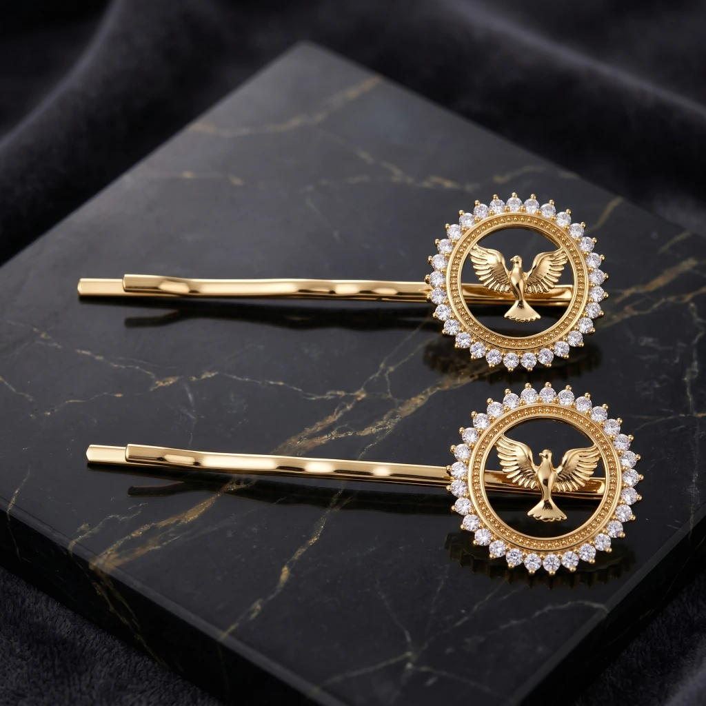 QDORA Gold Bird Crystal Bobby Pin