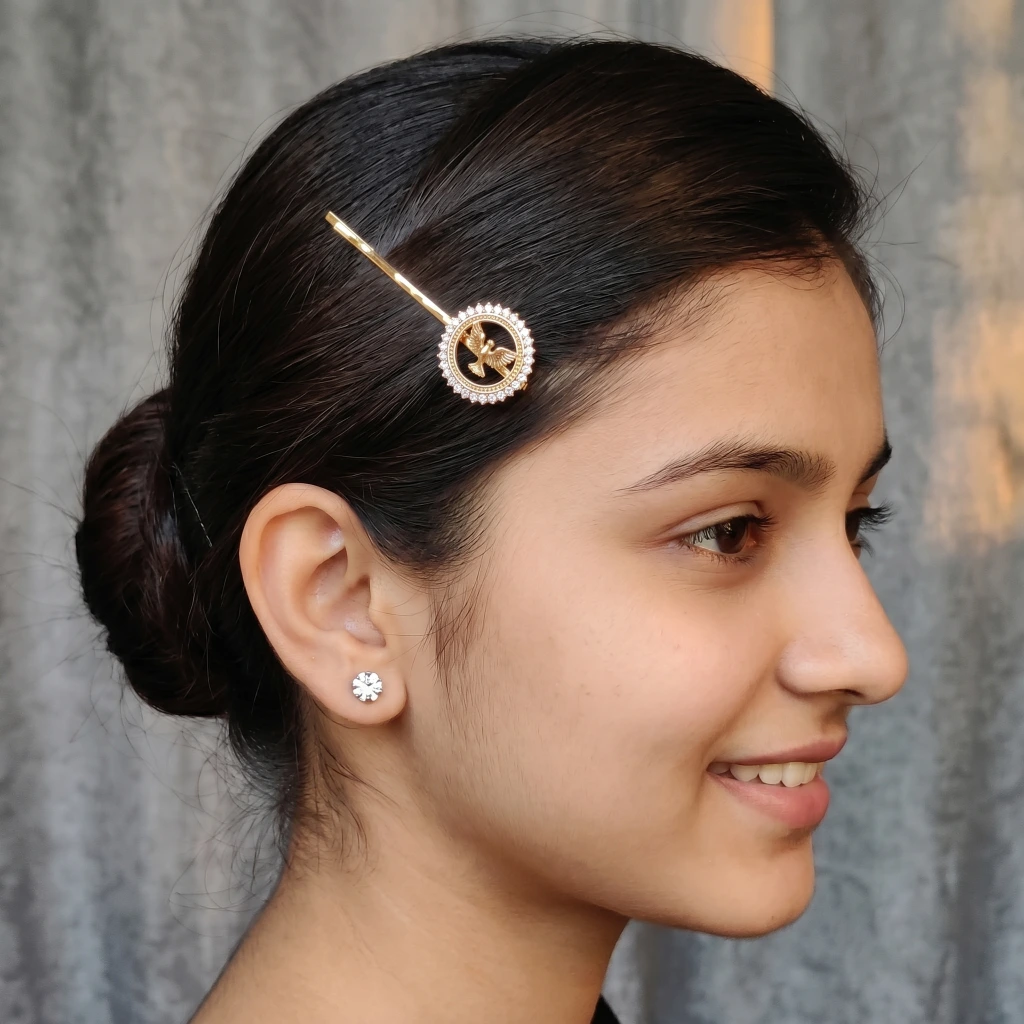 QDORA Gold Bird Crystal Bobby Pin image 2