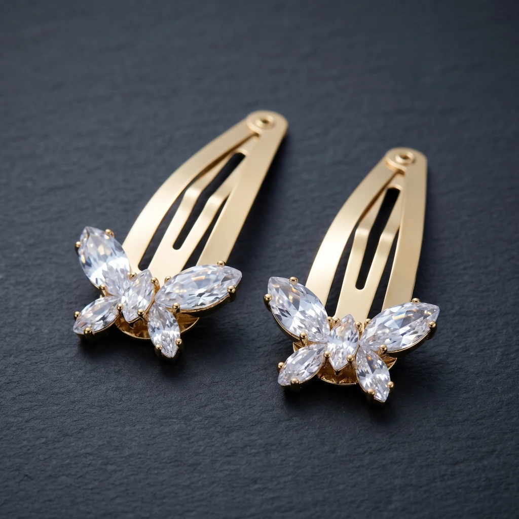QDORA Gold Crystal Butterfly Snap Clip image 2