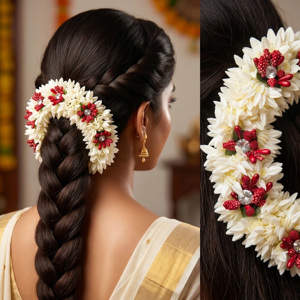 QDORA White Red Jasmine Crystal Hair Gajra image 1
