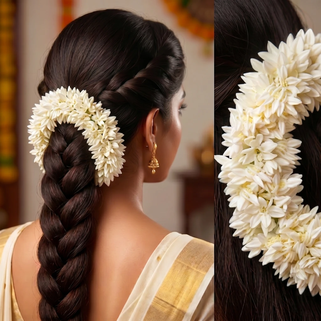 QDORA White Artificial Jasmine Hair Gajra image 1