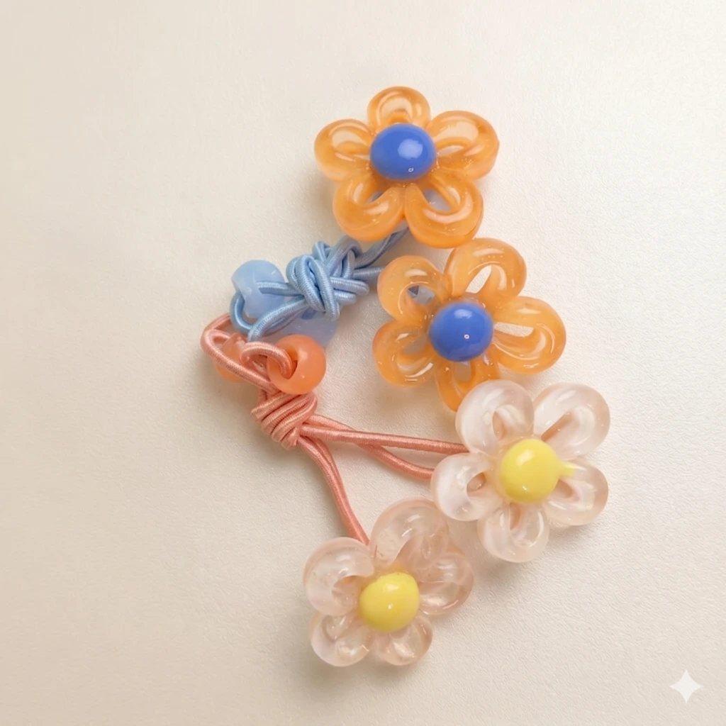 QDORA Pastel Floral Elastic Hair Tie Set image 2