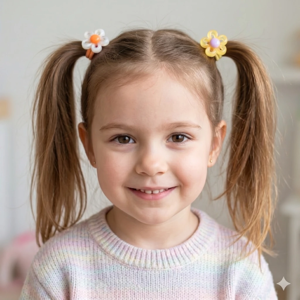 QDORA Floral Pink and Yellow  Elastic Hair Tie Set