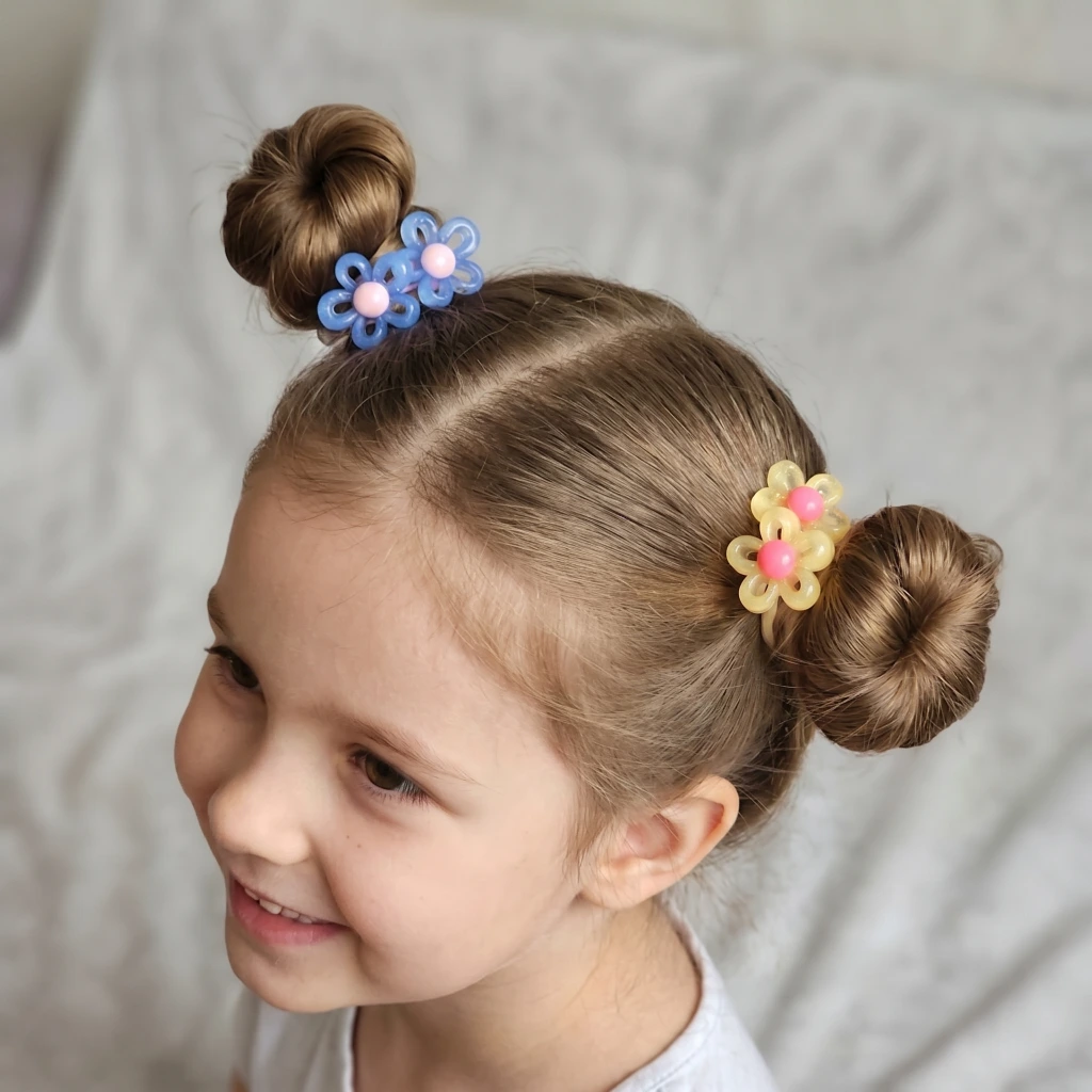 QDORA Floral Charm Bead Elastic Hair Tie Set