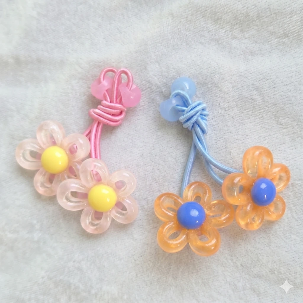 QDORA Floral Pastel Elastic Hair Tie Set image 2
