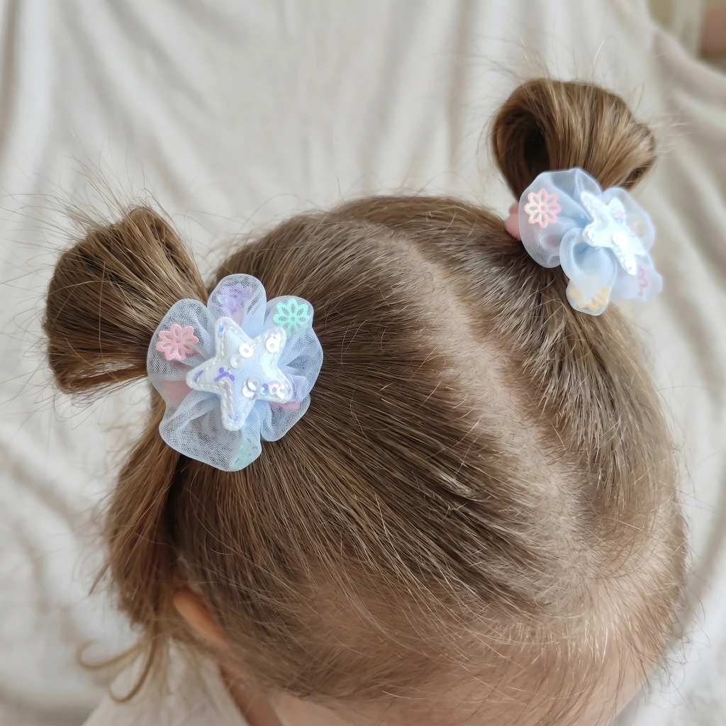 QDORA Blue Star Organza Elastic Hair Tie Set