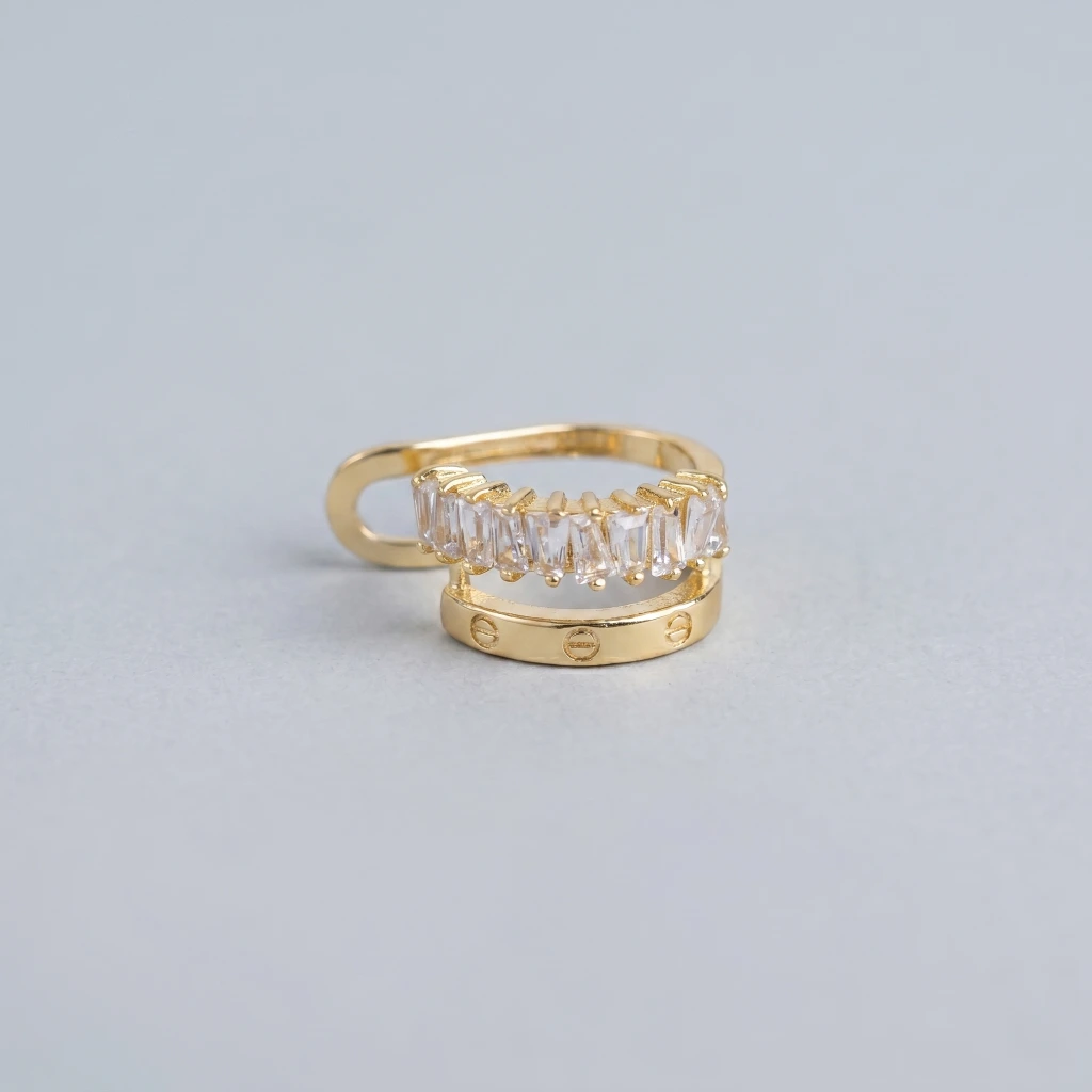 QDORA Gold Baguette Crystal Ear Cuff image 2