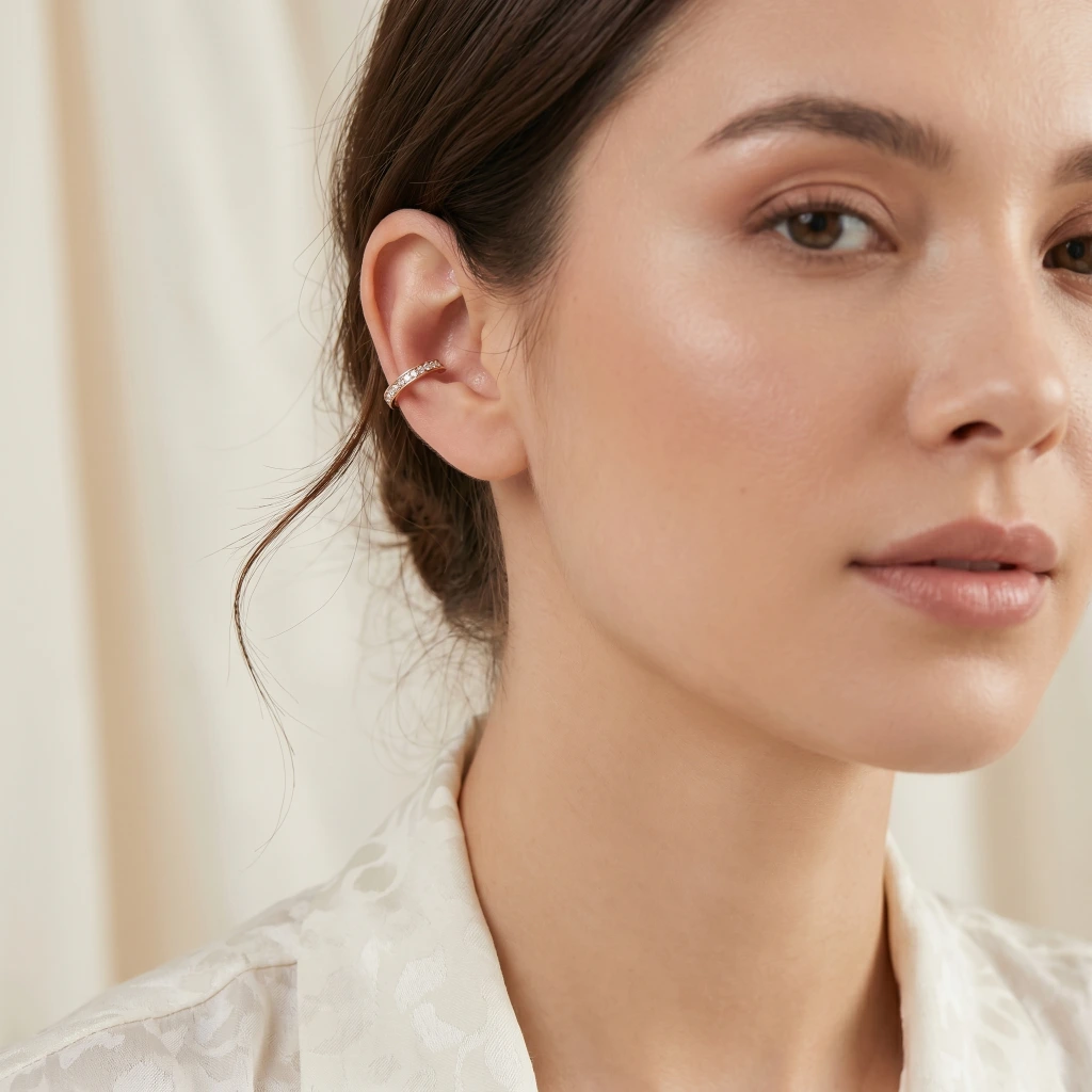 QDORA Rose Gold Crystal Classic Ear Cuff image 1
