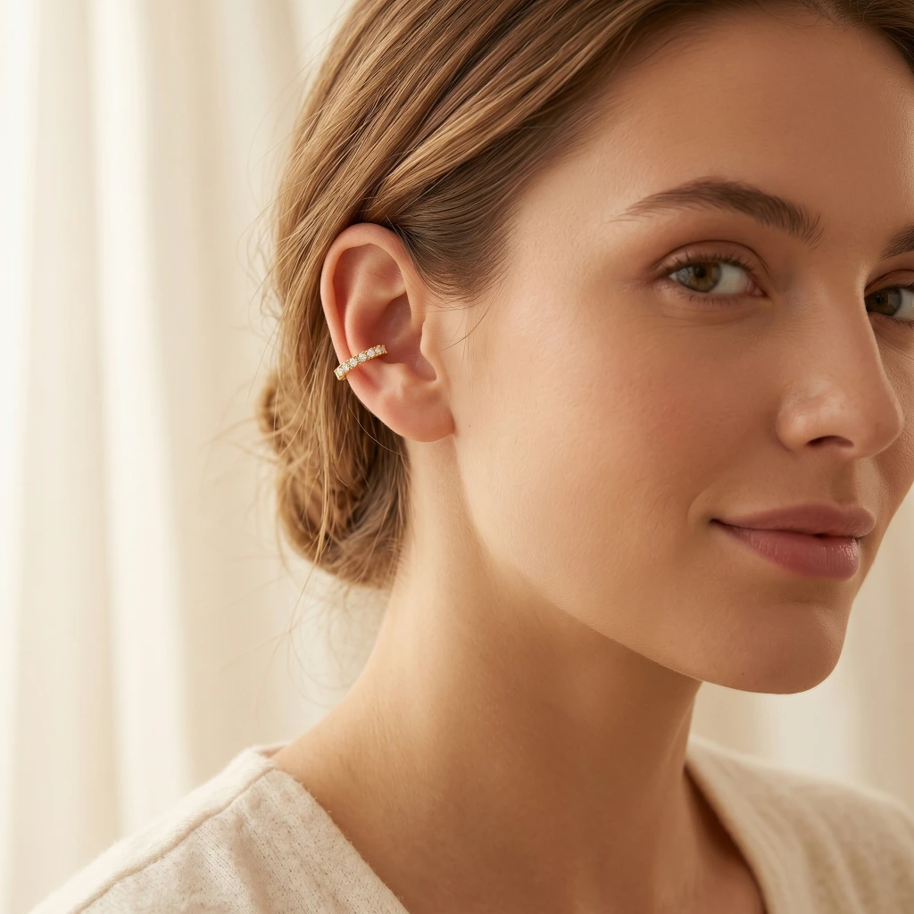 QDORA Gold Crystal Classic Ear Cuff