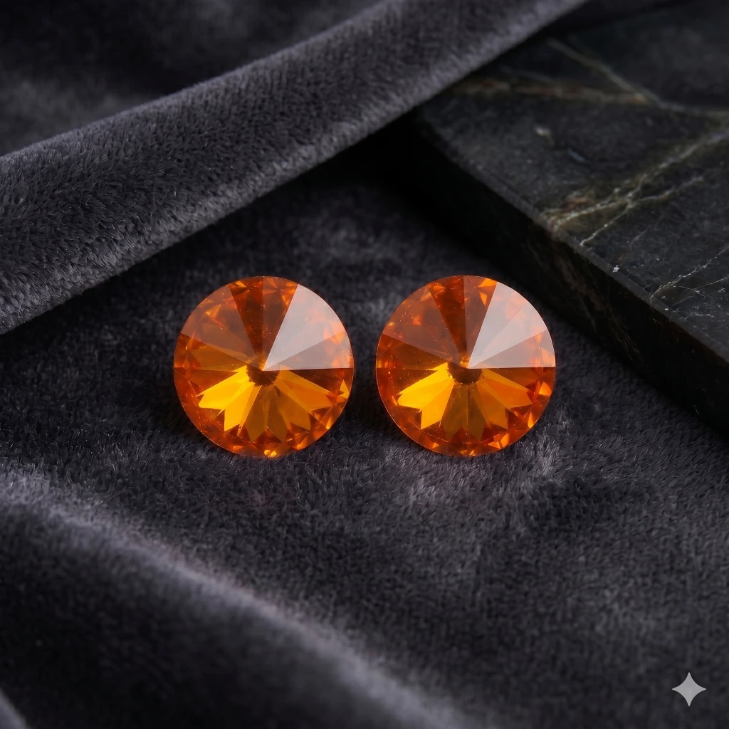 QDORA Orange Crystal Solitaire Studs image 2