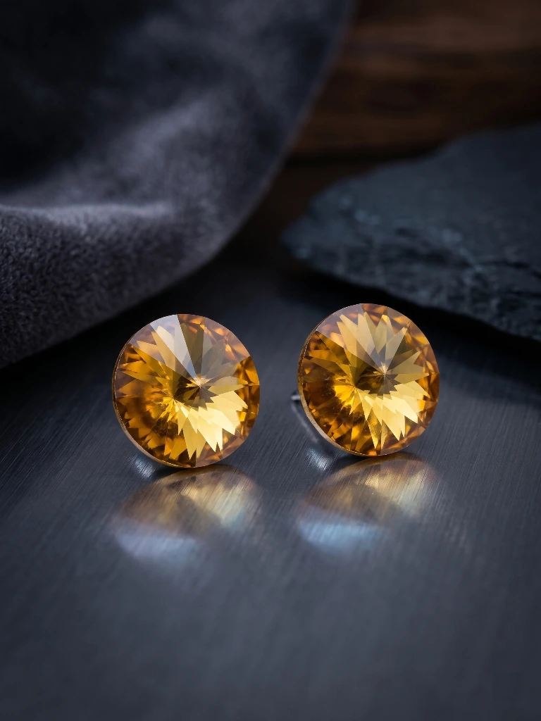 QDORA Yellow Crystal Solitaire Studs image 2