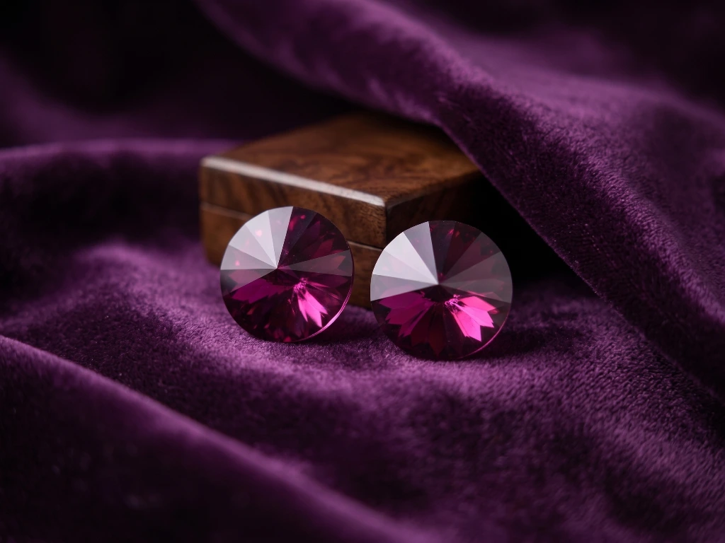 QDORA Purple Crystal Solitaire Studs image 2