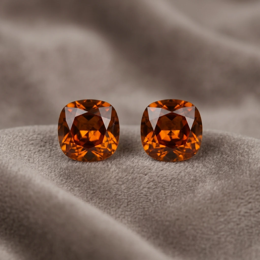QDORA Amber Cushion Cut Solitaire Studs