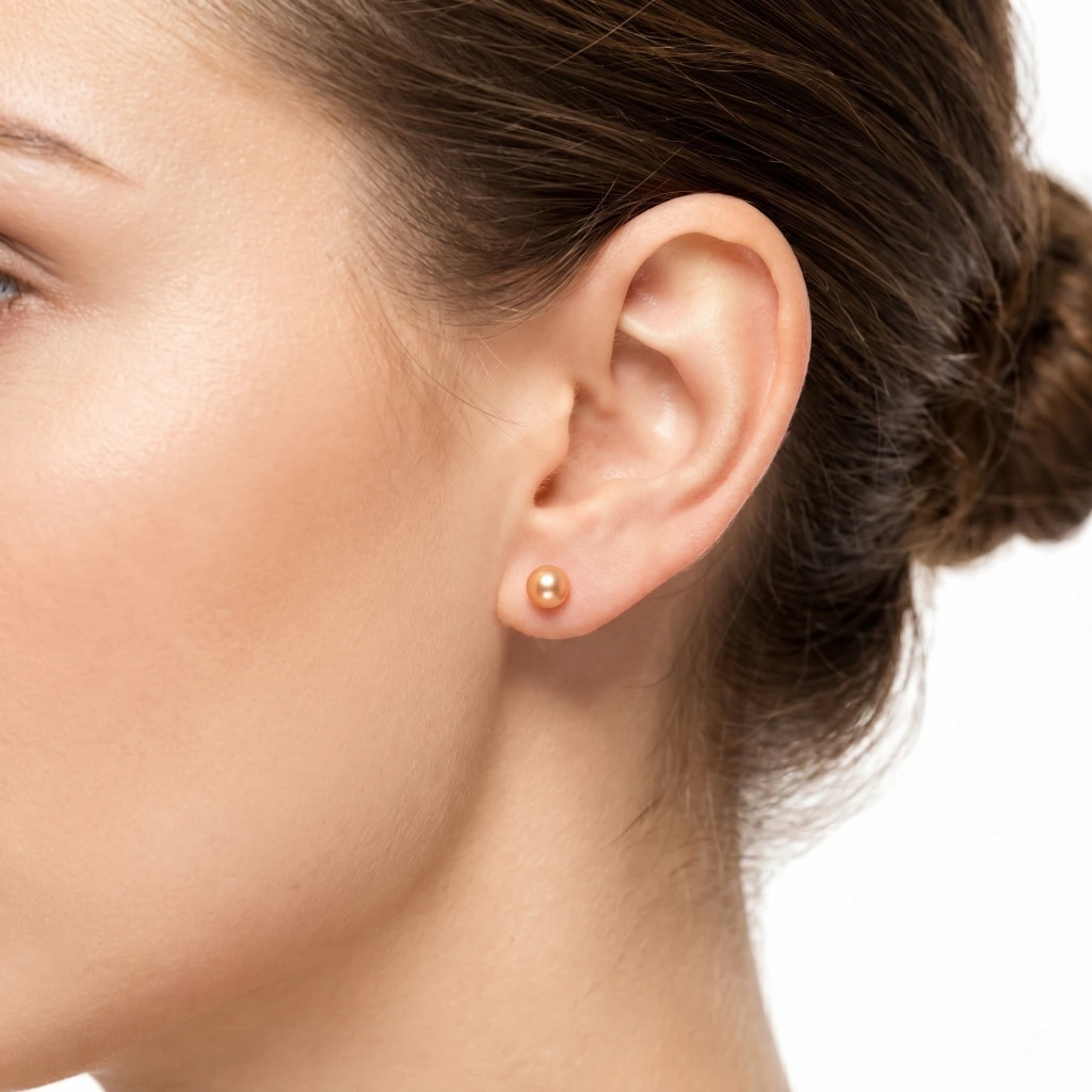 QDORA Gold Golden Pearl Ear Studs image 1