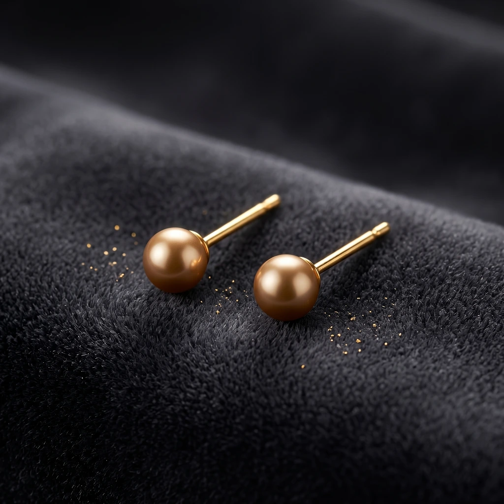 QDORA Gold Golden Pearl Ear Studs image 2