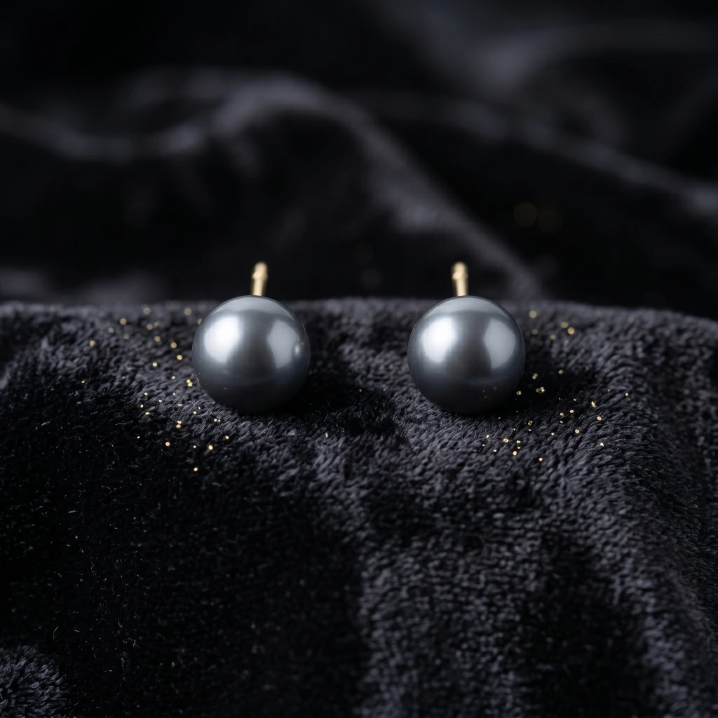 QDORA Grey Grey Pearl Ear Studs image 2