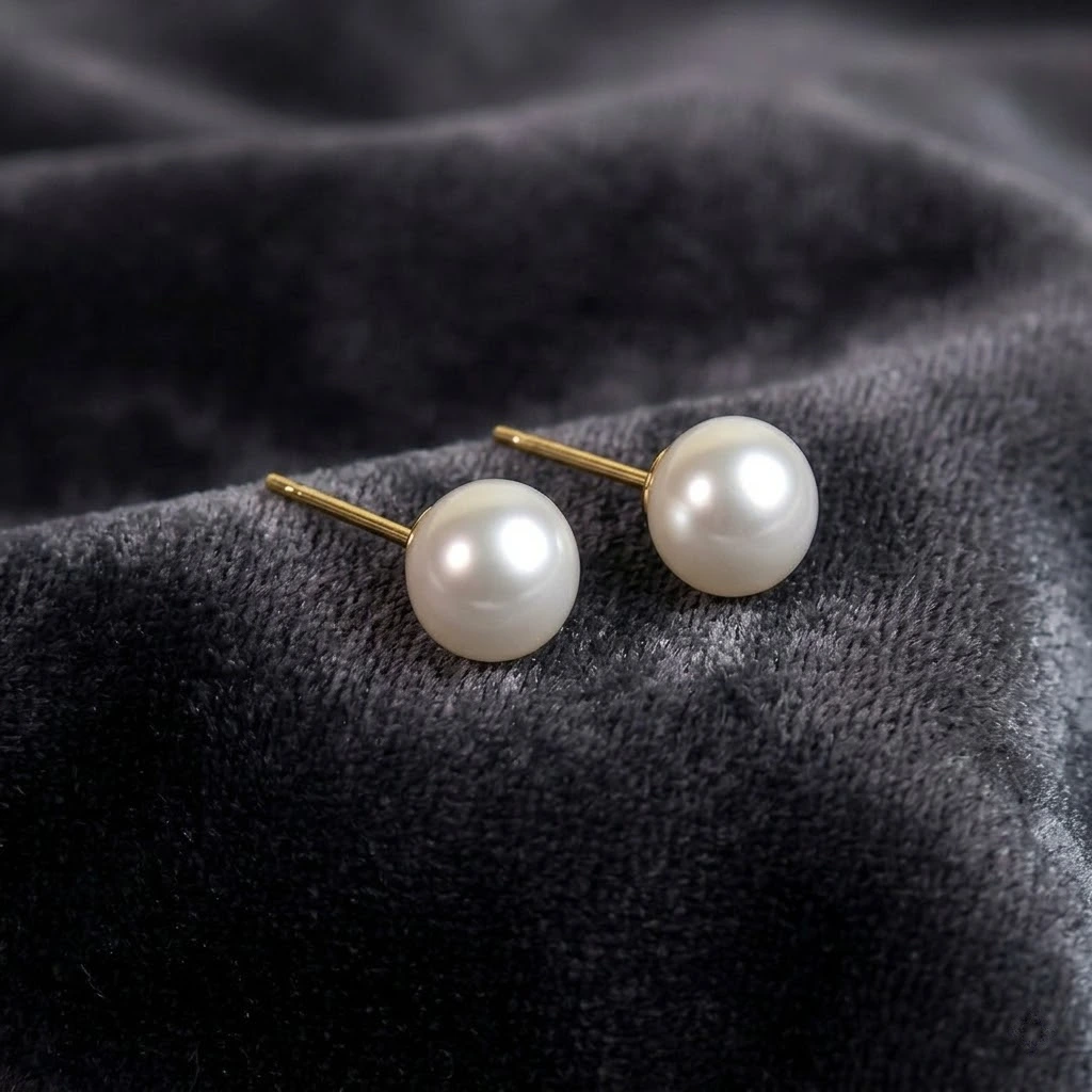 QDORA White Pearl Solitaire Studs image 2