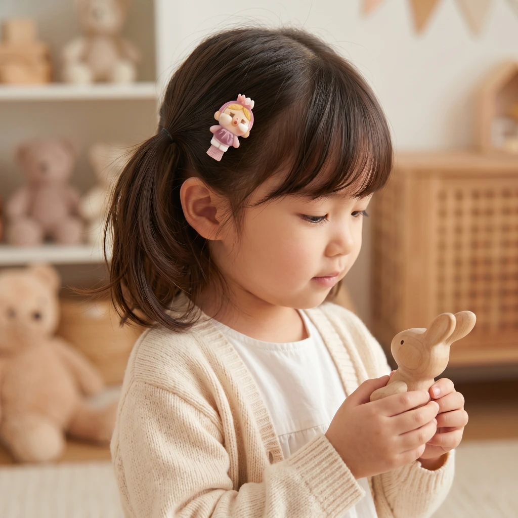 QDORA Kids Pink Cartoon Figure Snap Hair Clip image 2