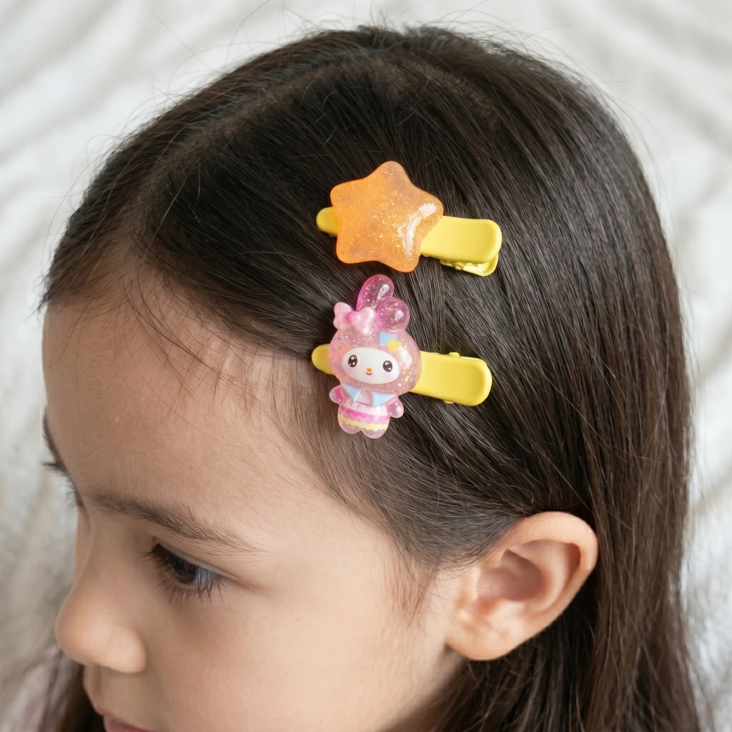 QDORA Kids Orange Star & Character Snap Hair Clip Set image 2
