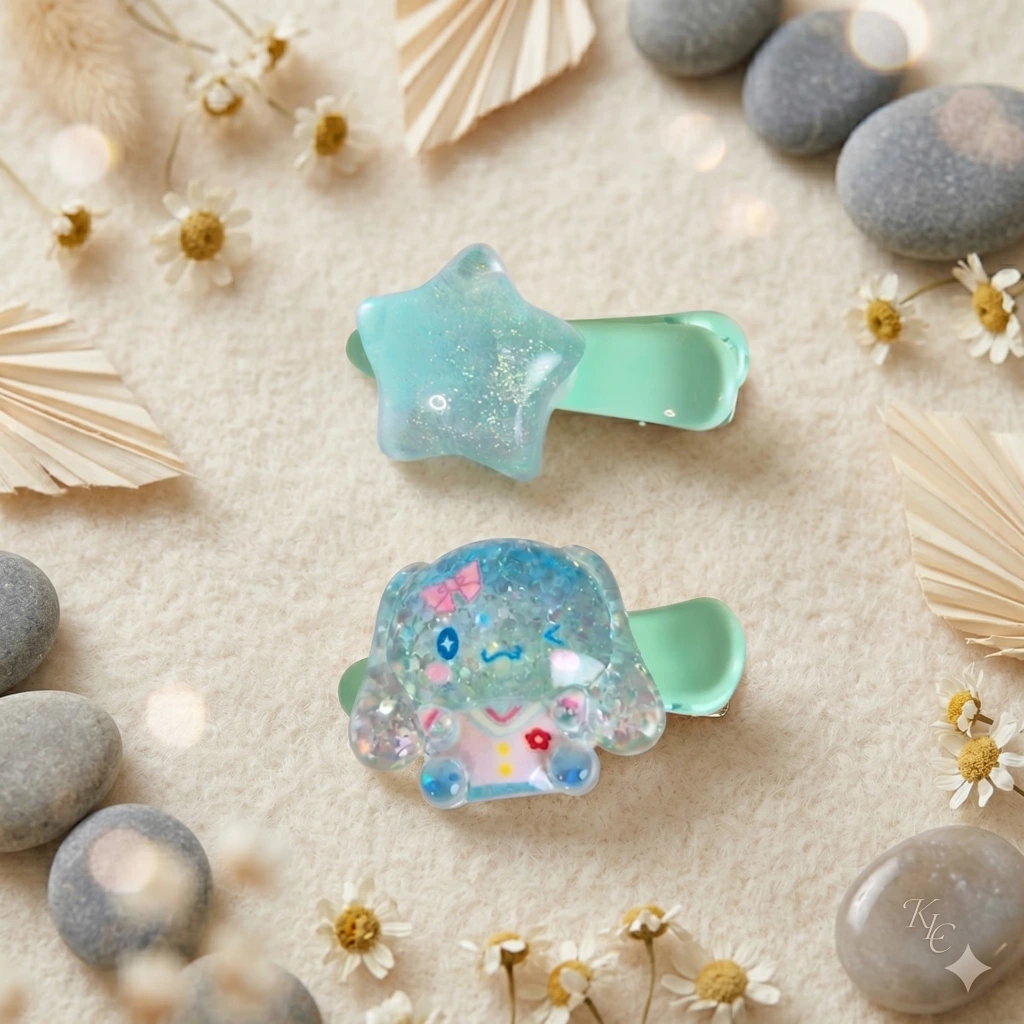 QDORA Kids Blue Star & Character Snap Hair Clip Set image 2