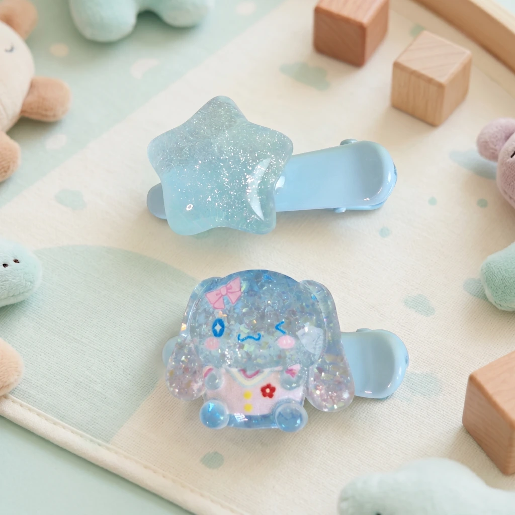 QDORA Kids Blue Star & Character Snap Hair Clip Set image 1