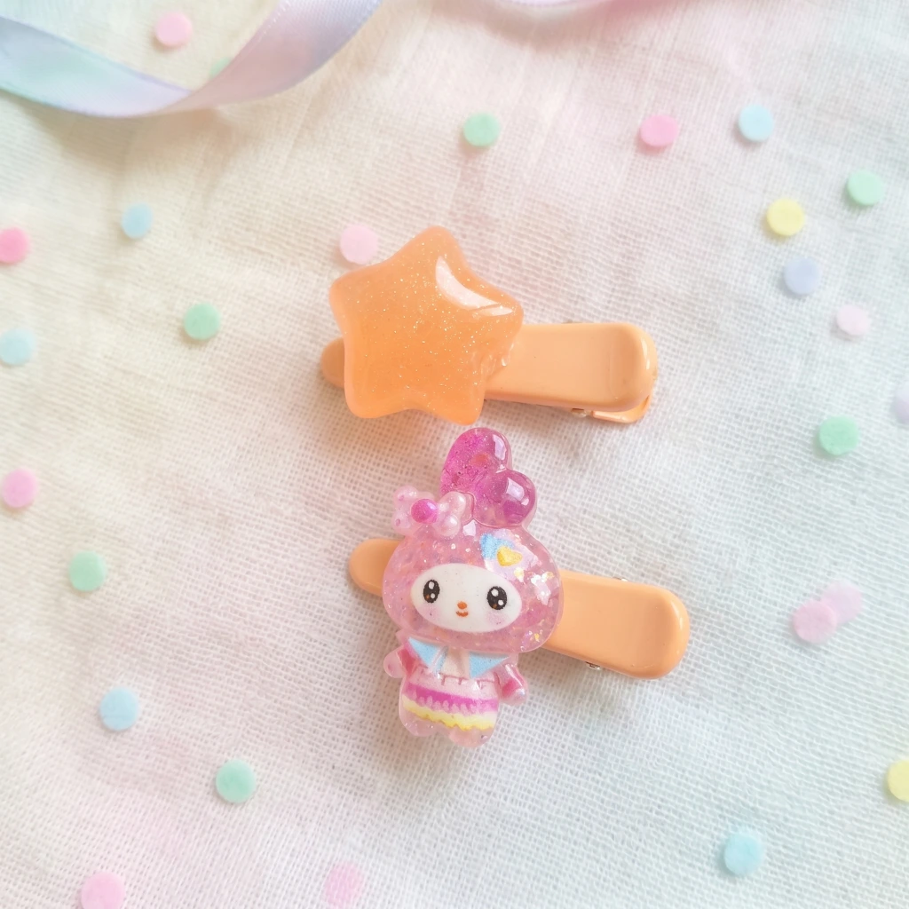 QDORA Kids Orange Star & Character Snap Hair Clip Set image 2