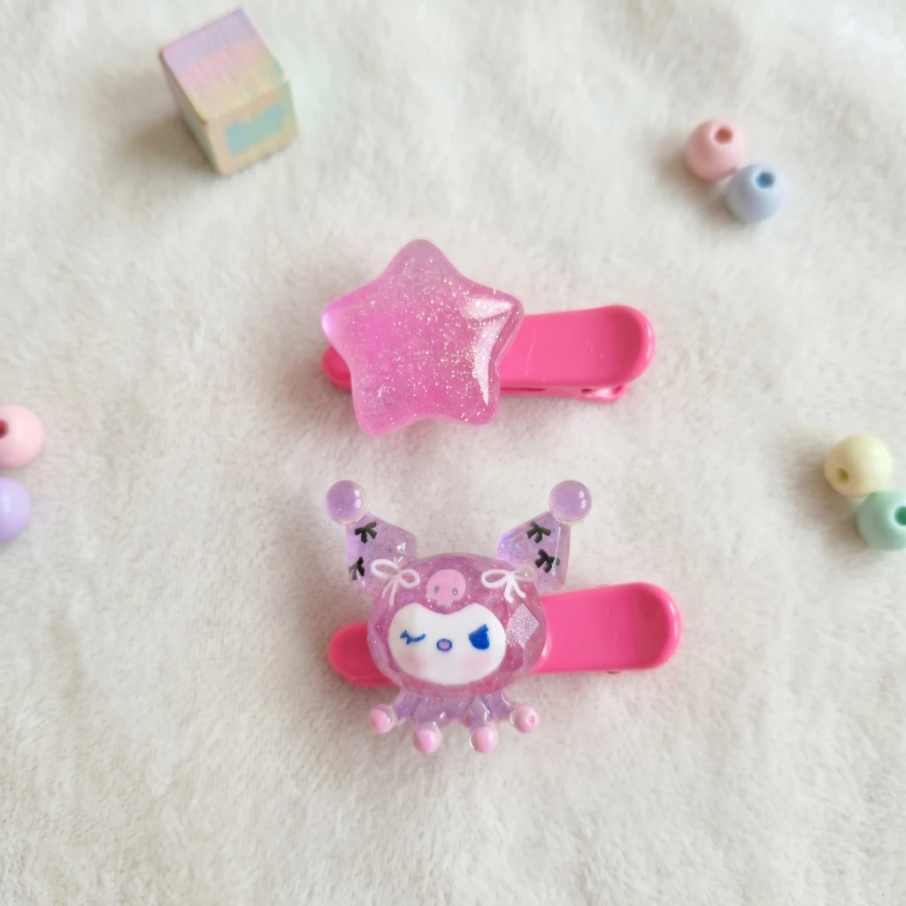 QDORA Kids Purple Star & Character Snap Hair Clip Set image 2