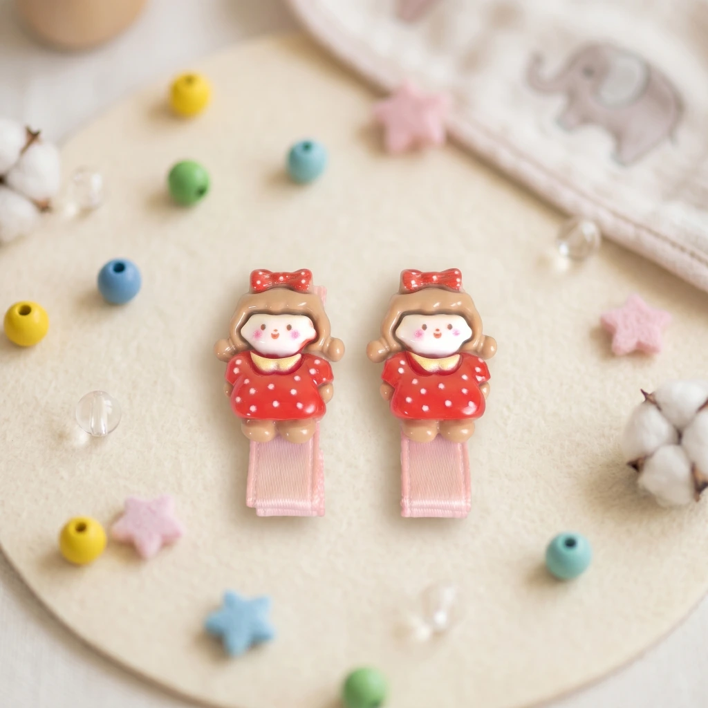 QDORA Kids Red Polka Dot Girl Alligator Hair Clip Set image 2