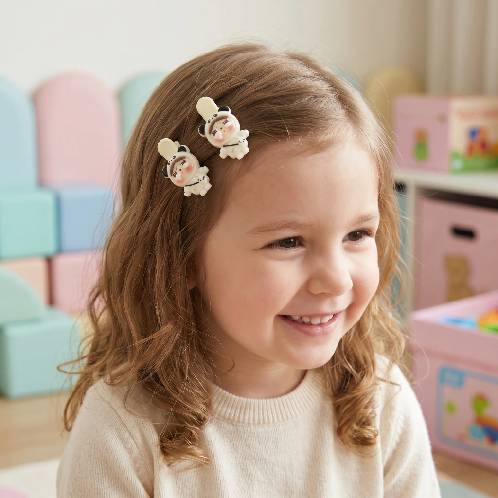 QDORA White Panda Character Alligator Hair Clip Set image 2