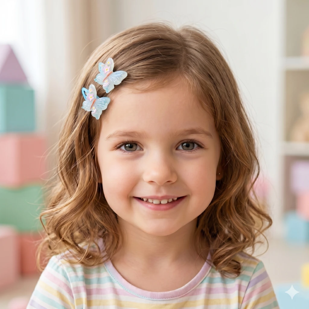 QDORA Blue Butterfly Floral Snap Hair Clip Set image 2