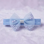 QDORA Blue Net Bow Elastic Hair Band